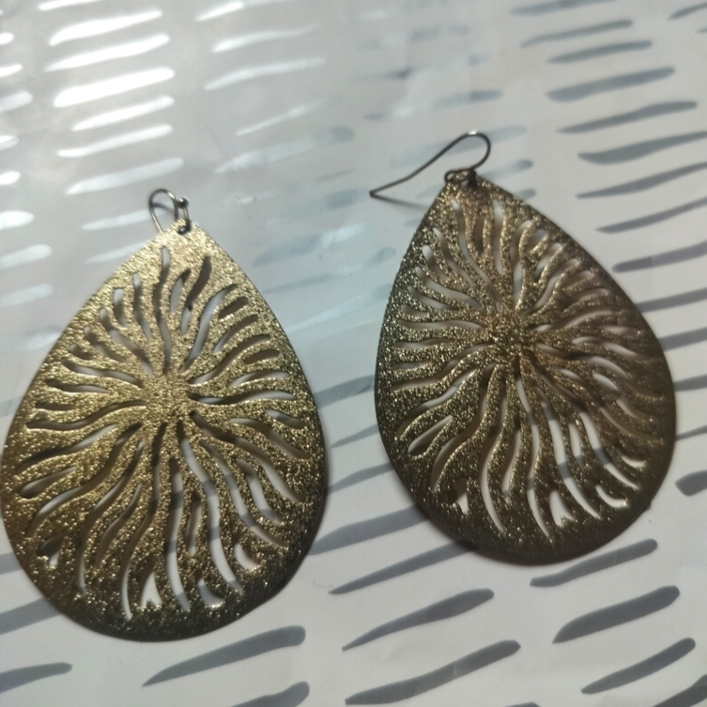 Gold Metallic Laser Cut Artisan Earrings